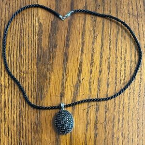 Black Crystal Pendant Necklace 925